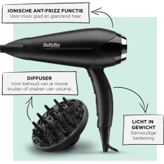 BaByliss D572DE Turbo Smooth 2200 Hair Dryer - Powerful, Fast & Salon-Quality Results